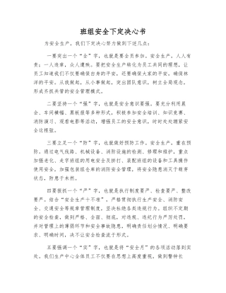 班组安全决心书