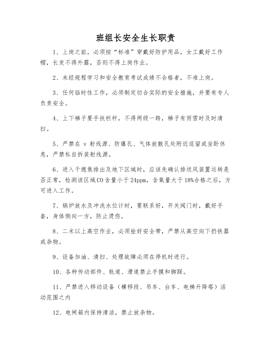 班组长安全生长职责_第1页