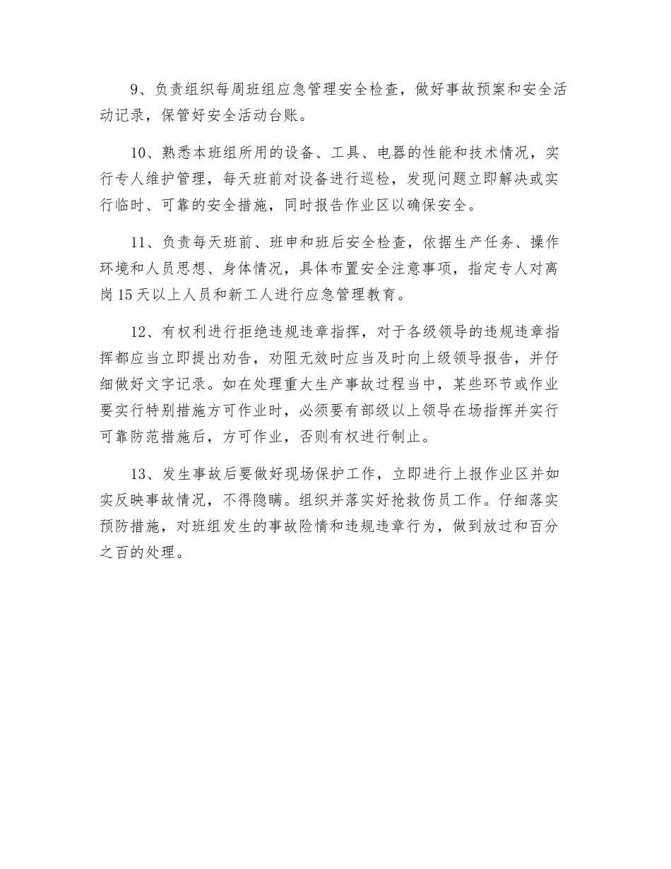 班长安全生产应急管理责任制_第2页
