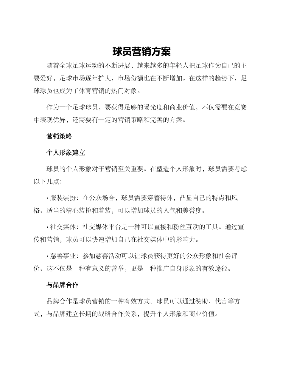 球员营销方案_第1页
