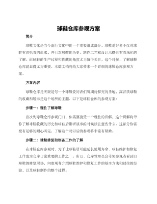 球鞋仓库参观方案