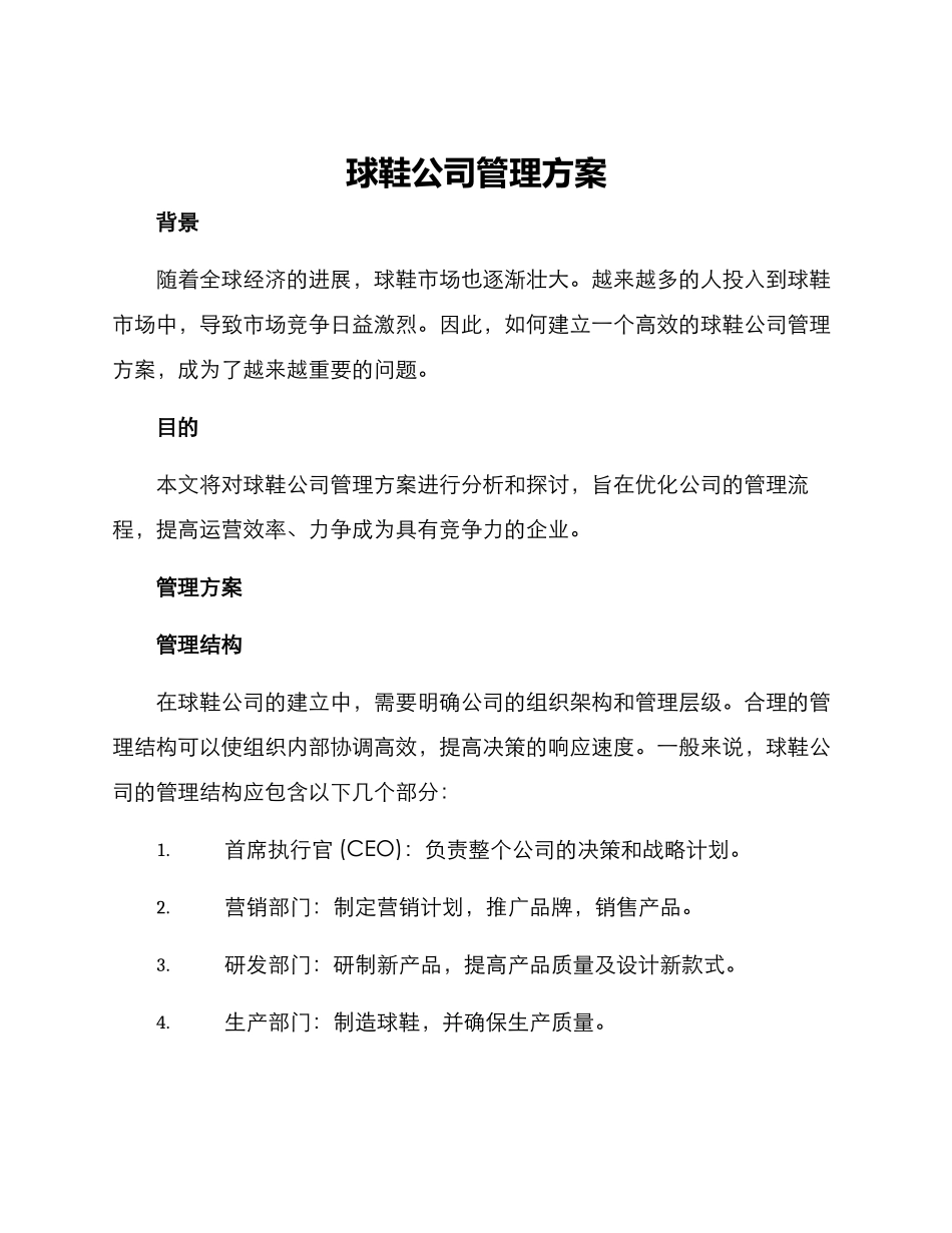 球鞋公司管理方案_第1页