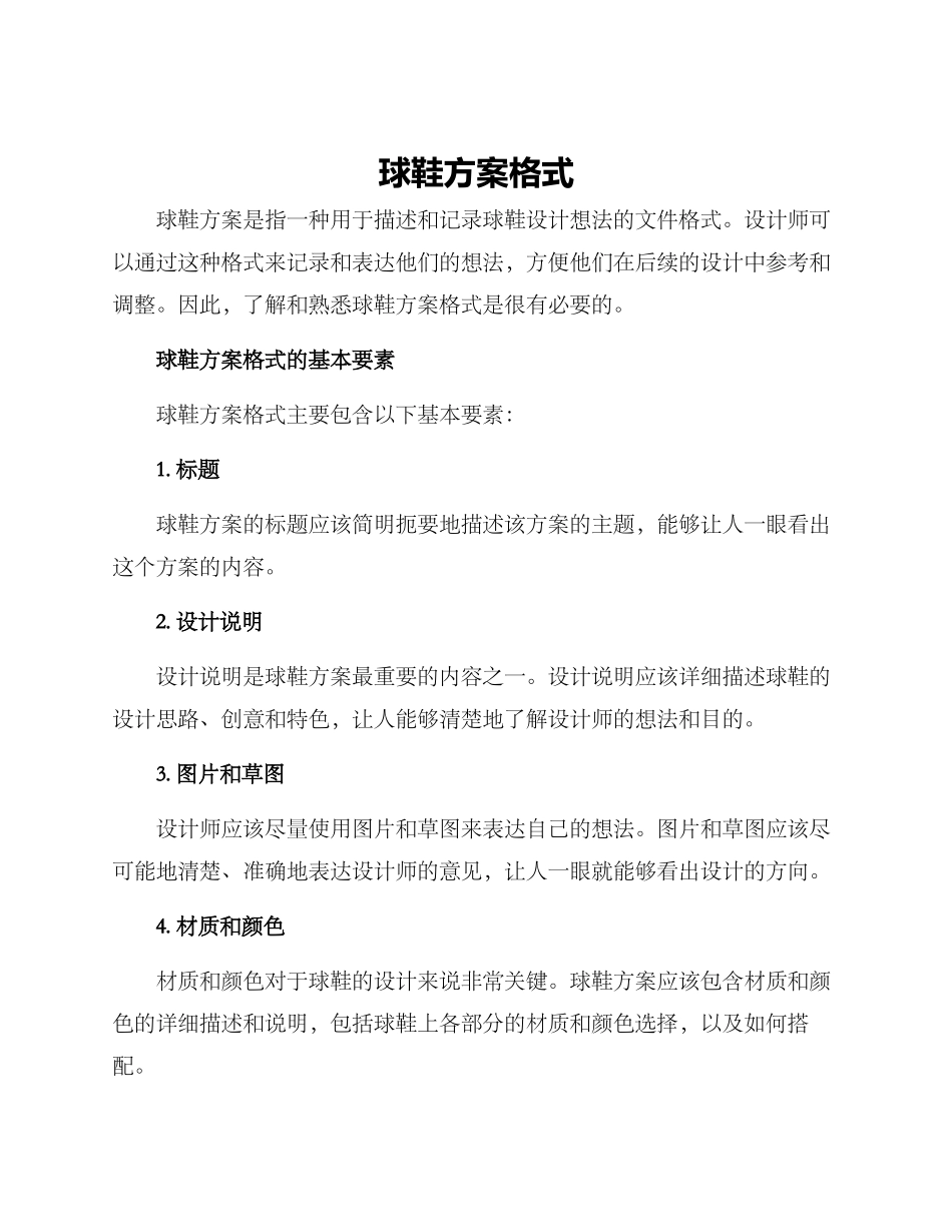 球鞋方案格式_第1页