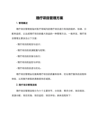 理疗项目管理方案