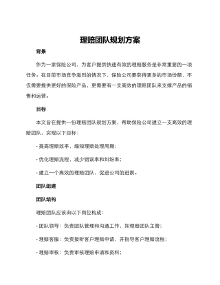理赔团队规划方案