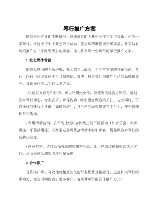 琴行推广方案