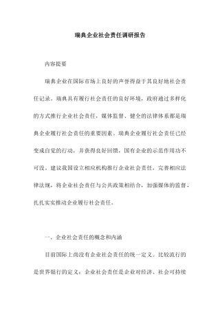 瑞典企业社会责任调研报告