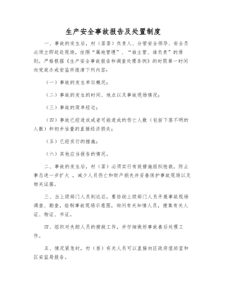 生产安全事故报告及处置制度