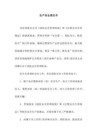 生产安全责任书