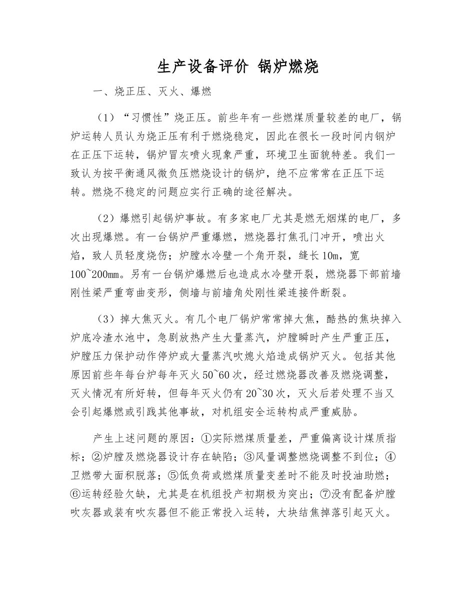 生产设备评价-锅炉燃烧_第1页