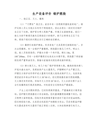 生产设备评价-锅炉燃烧