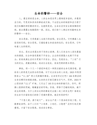生命的警钟——安全