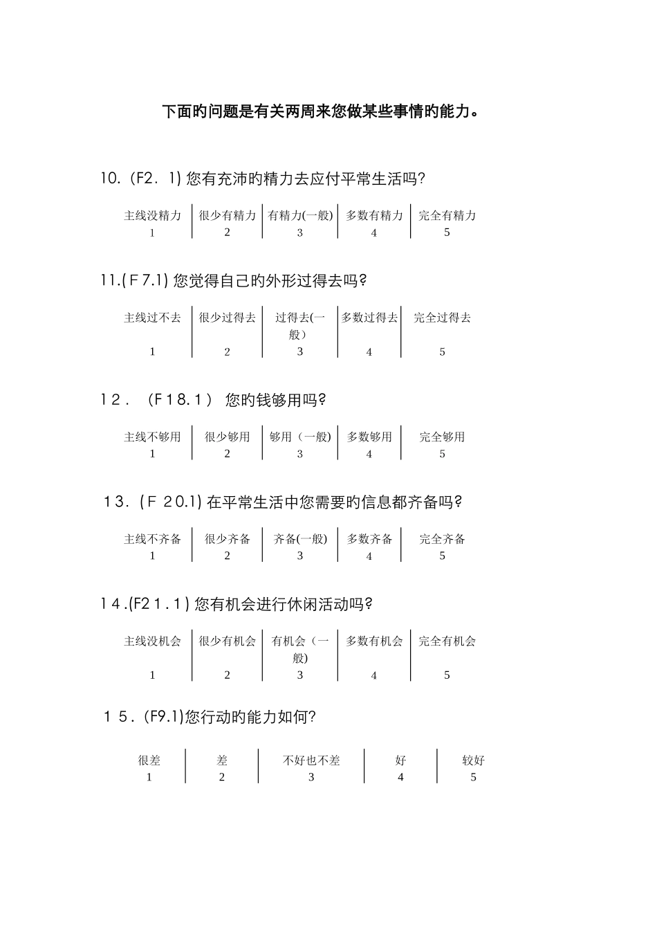 生存质量测定量表简表_第3页