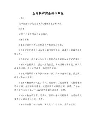 生活锅炉安全操作规程