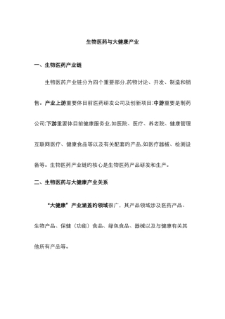 生物医药与大健康产业
