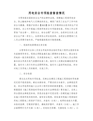 用电安全专项检查督查情况