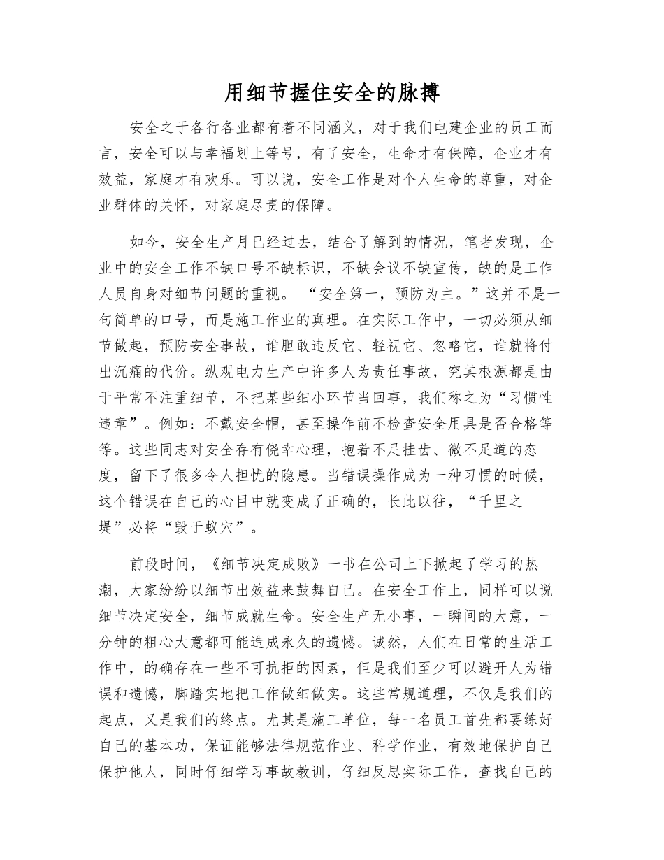 用细节握住安全的脉搏_第1页