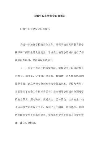 田镇中心小学安全自查报告