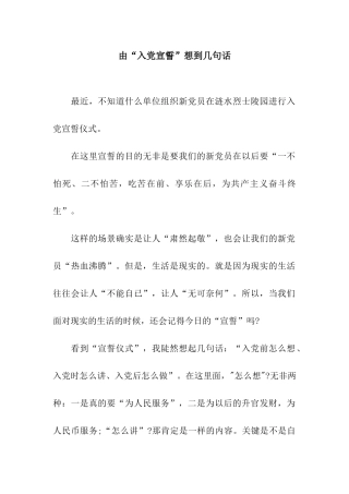 由“入党宣誓”想到几句话