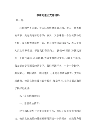 申请先进团支部材料