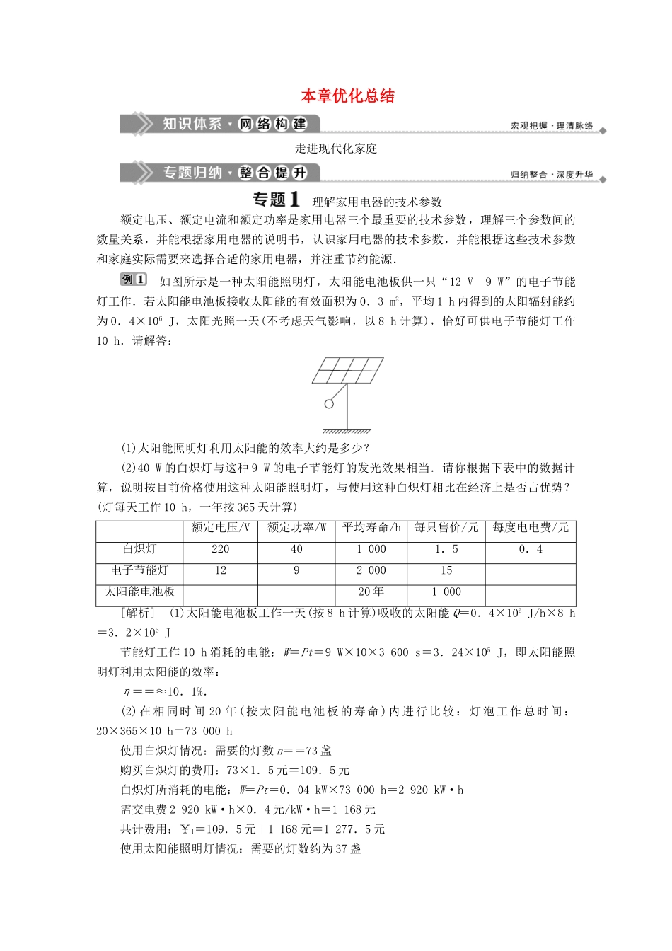 高中物理 第5章 走进现代化家庭 本章优化总结学案 沪科版选修1-1-沪科版高中选修1-1物理学案_第1页