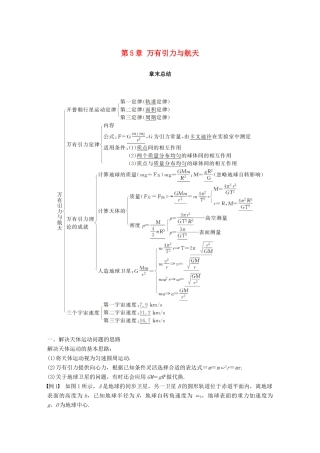 高中物理 第5章 万有引力与航天章末总结教学案 沪科版必修2-沪科版高一必修2物理教学案