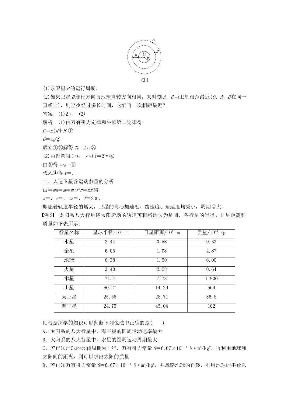 高中物理 第5章 万有引力与航天章末总结学案 沪科版必修2-沪科版高一必修2物理学案_第2页