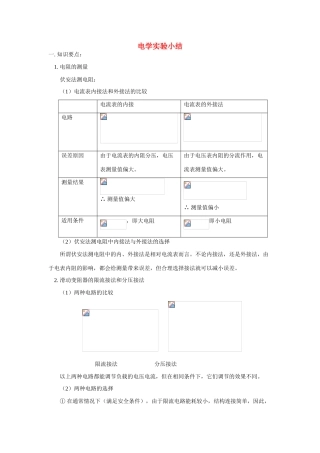 高中物理 恒定电流电学实验小结素材 新人教版选修3