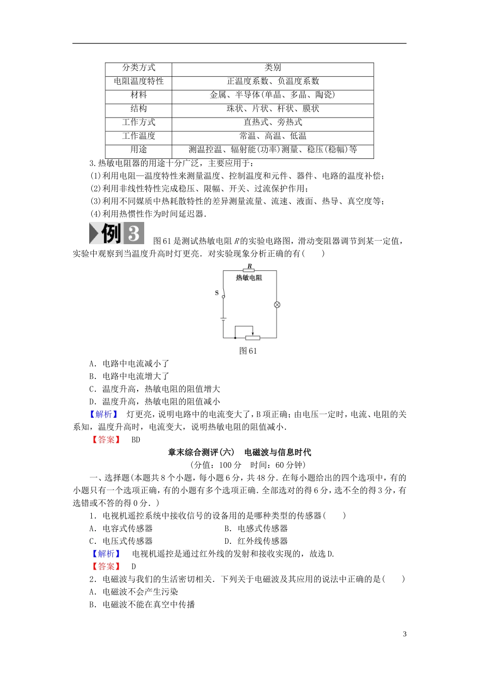 高中物理 第6章 电磁波与信息时代章末分层突破教师用书 鲁科版选修1-1-鲁科版高中选修1-1物理学案_第3页