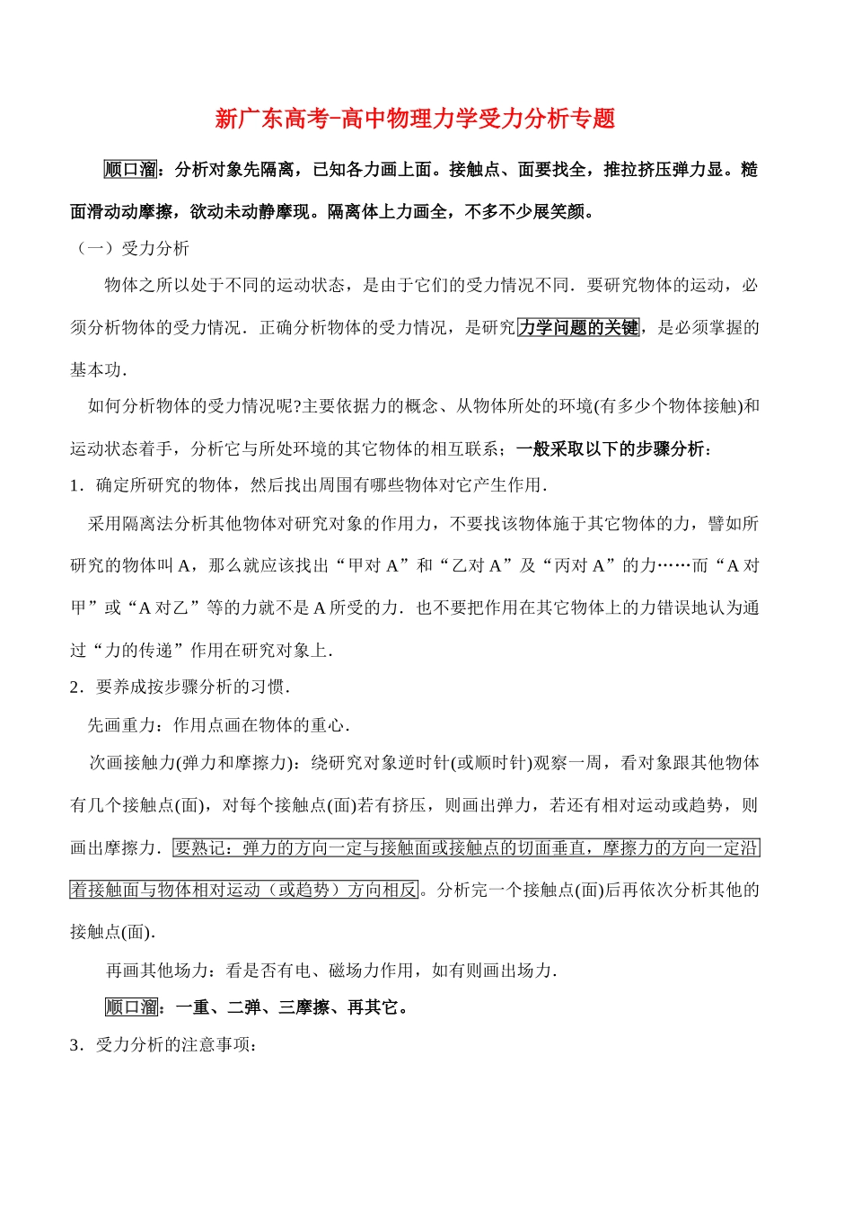 高中物理 力学受力分析专题素材 新人教版必修1_第1页