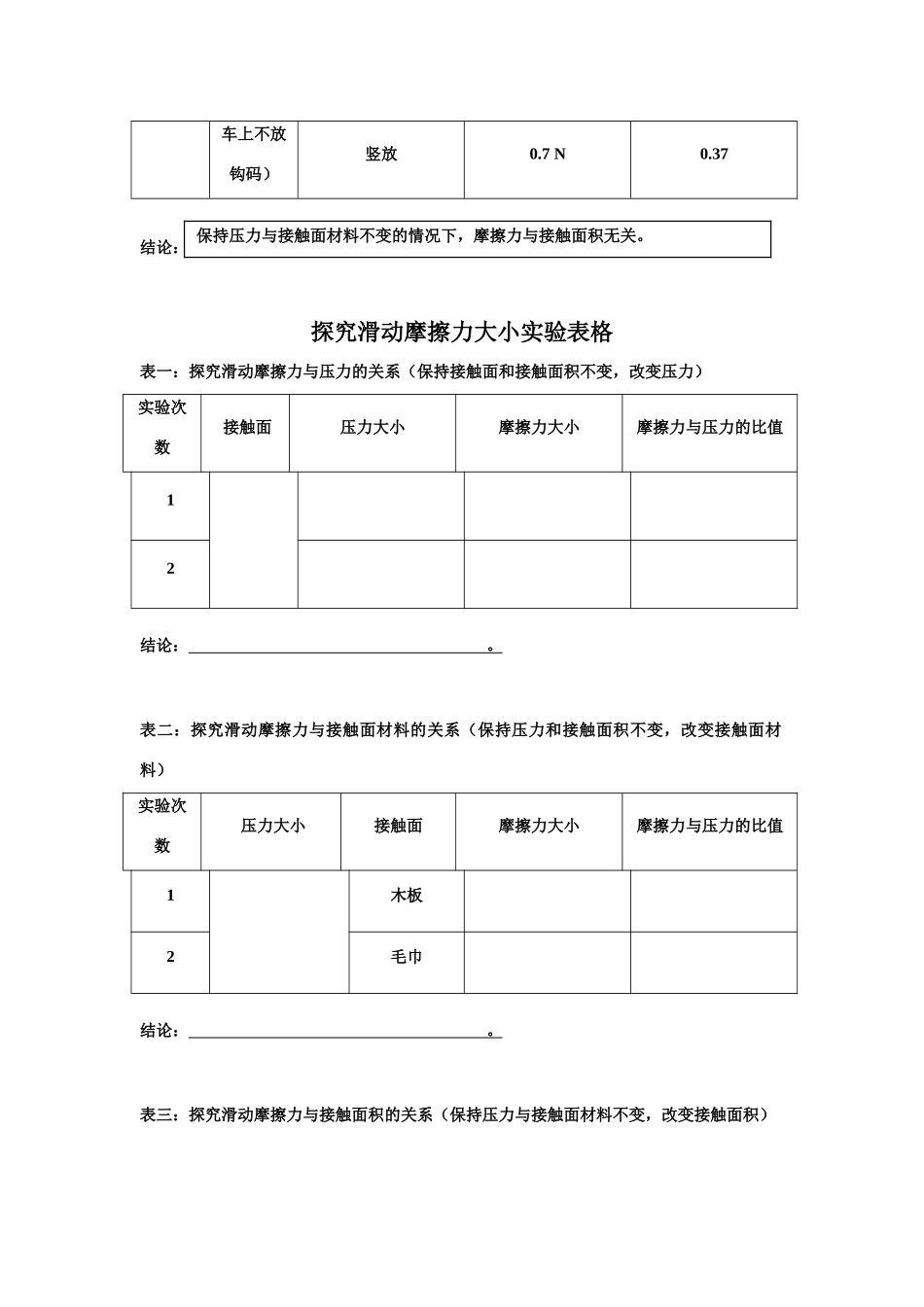 高中物理 摩擦力实验表格素材 新人教版必修1_第3页