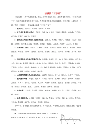 高中物理 巧编机械波三字经  新人教版