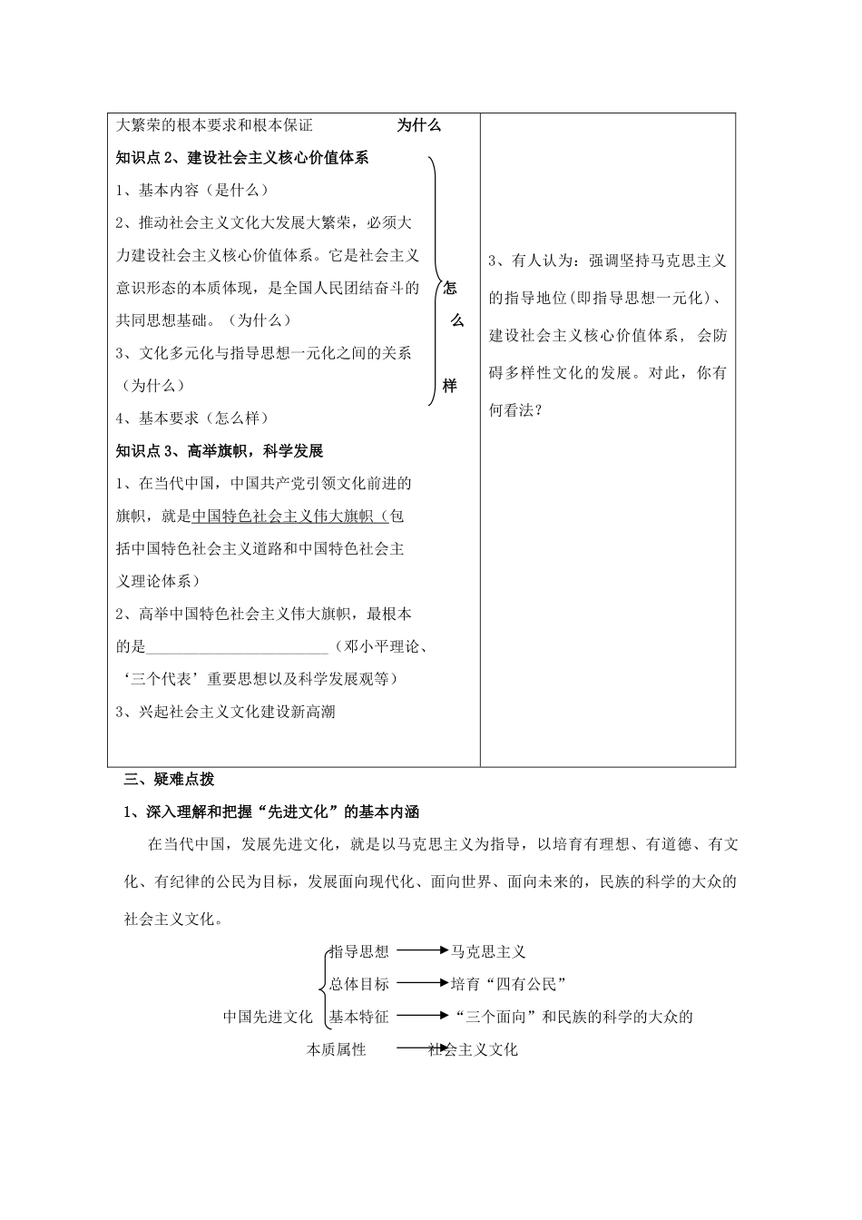高中政治：4.9.1《坚持先进文化的前进方向》学案（2）（新人教版必修3）_第2页