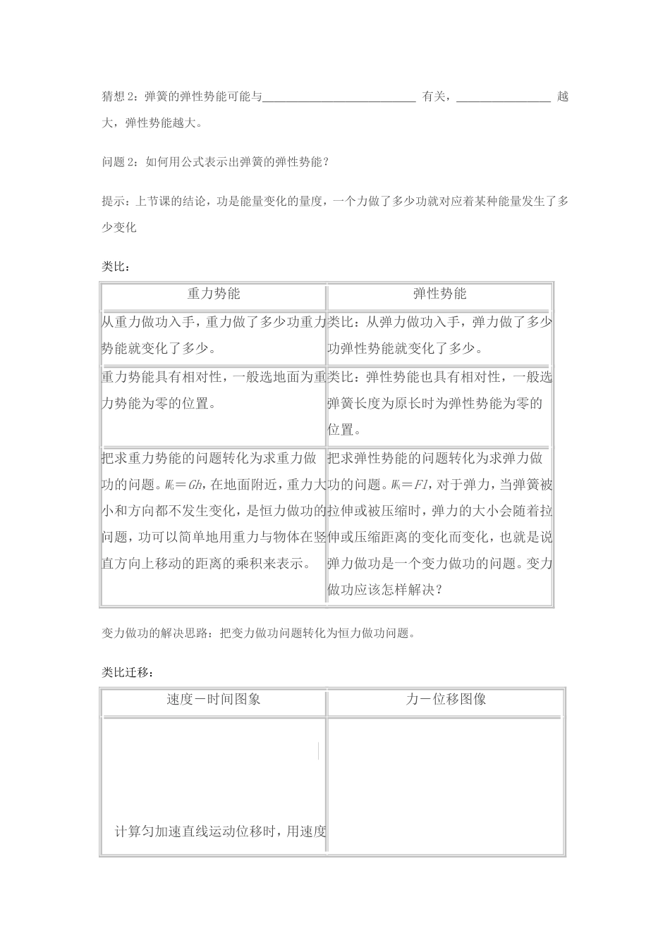 高中物理 探究弹性势能的表达式导学案 新人教版必修2_第2页