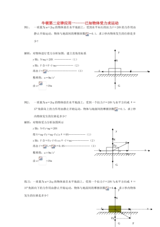 高中物理 牛顿第二定律应用一已知物体受力求运动素材 新人教版必修1