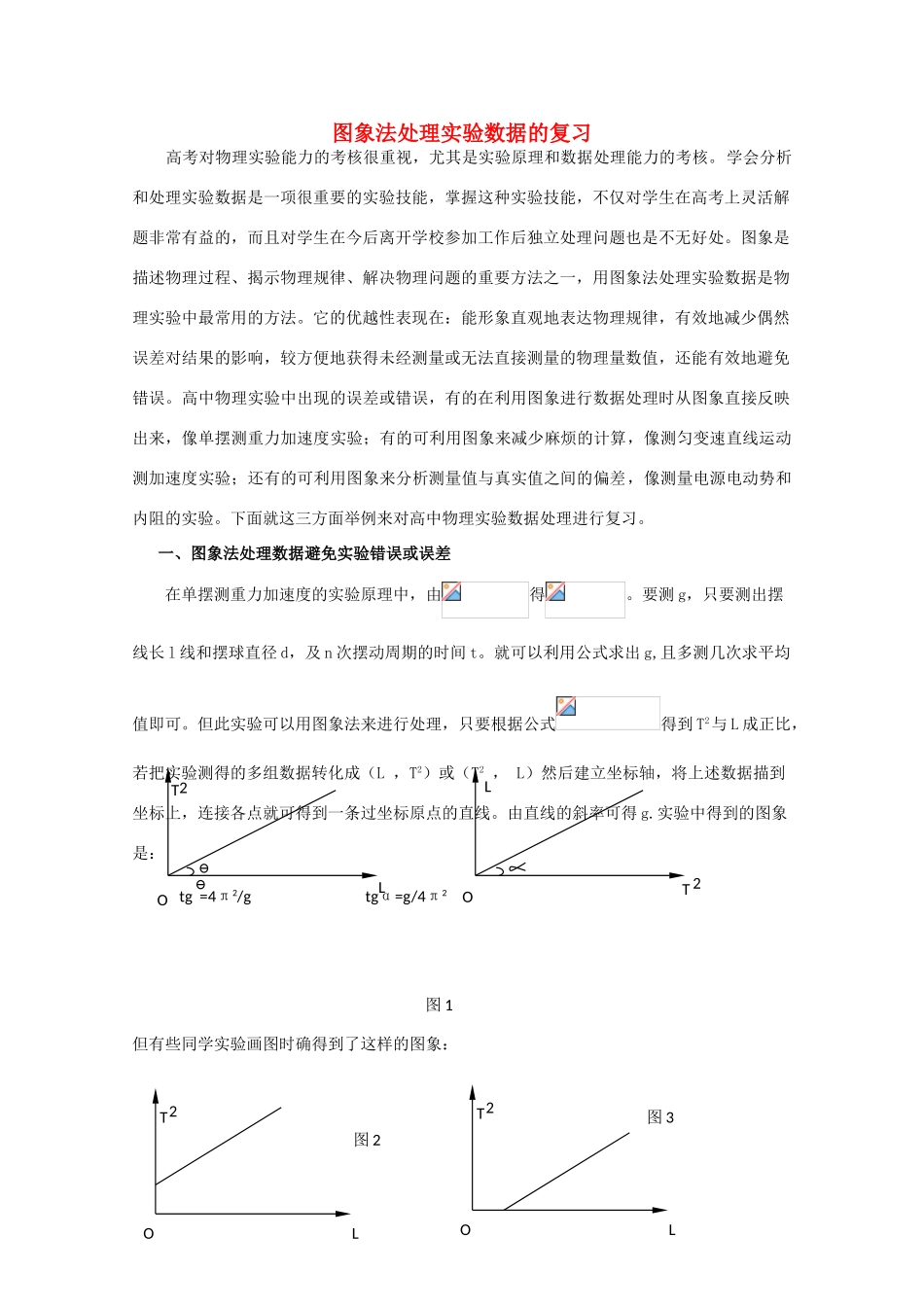 高中物理 图象法处理实验数据的复习教学参考素材_第1页