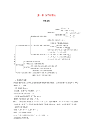 高中物理 第一章 分子动理论章末总结教学案 粤教版选修3-3-粤教版高二选修3-3物理教学案