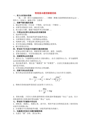 高中物理 物理基本题型解题思路