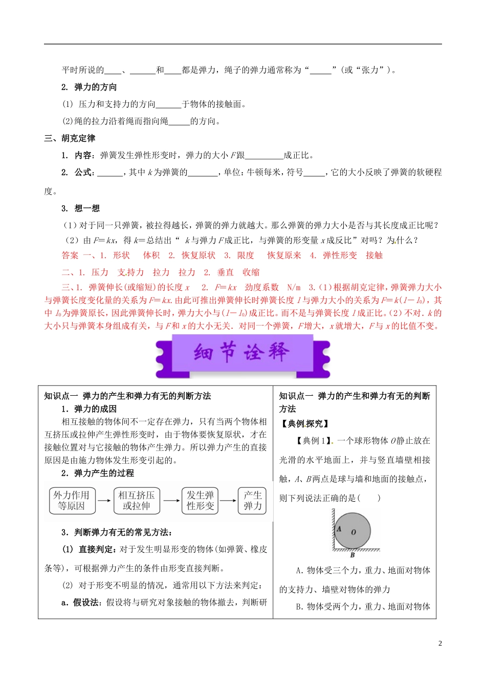高中物理 相互作用（一）3.2 弹力学案-人教版高中全册物理学案_第2页