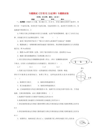 高中物理 总复习辅导讲义系列专题二_万有引力定律（专题测试） 新人教版必修2