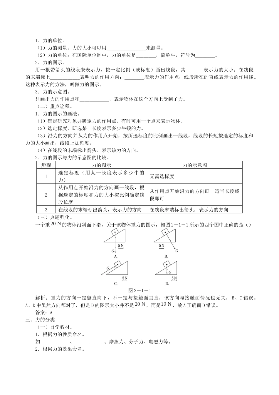 高中物理 第三章 相互作用 1 力 重力学案 教科版必修第一册-教科版高一第一册物理学案_第2页