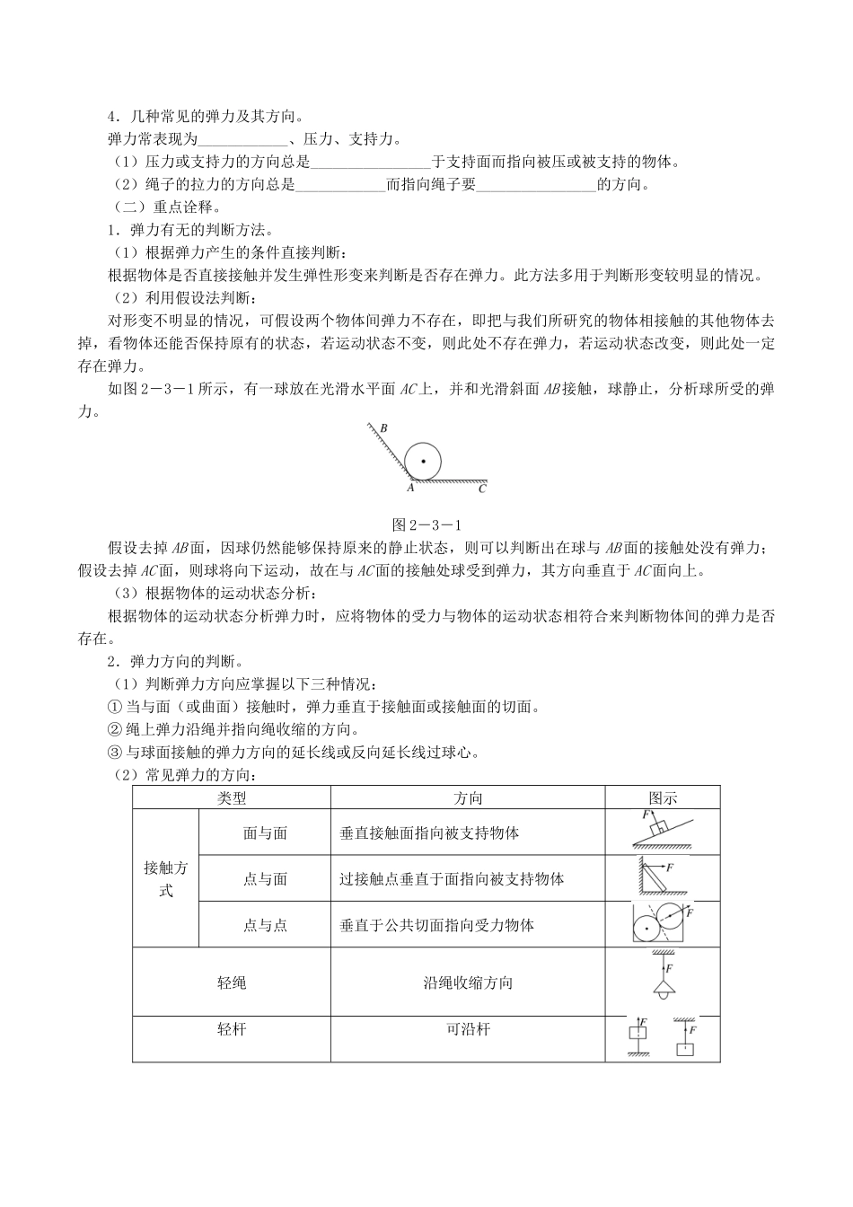 高中物理 第三章 相互作用 2 弹力学案 教科版必修第一册-教科版高一第一册物理学案_第2页