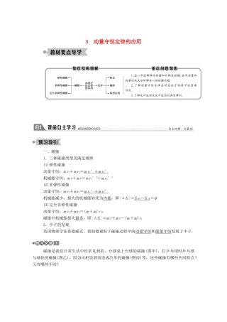 高中物理 第一章 碰撞与动量守恒 3 动量守恒定律的应用教案 教科版选修3-5-教科版高中选修3-5物理教案