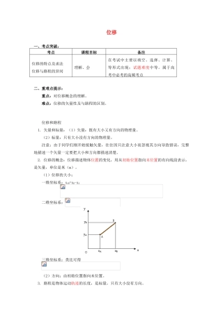 高中物理 第一章 运动的描述 1.2 位移学案 教科版必修1-教科版高一必修1物理学案