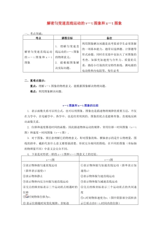 高中物理 第一章 运动的描述 1.7 解密匀变速直线运动的v-t图象和x-t图象学案 教科版必修1-教科版高一必修1物理学案