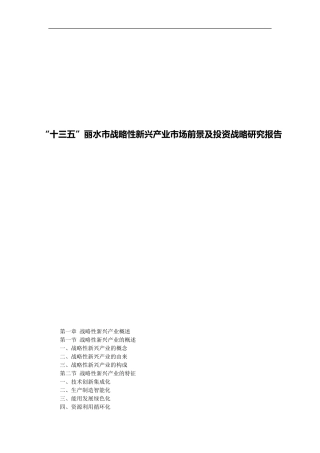 “十三五”丽水市战略性新兴产业市场前景及投资战略研究报告