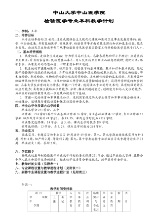 大学检验医学专业本科教学计划