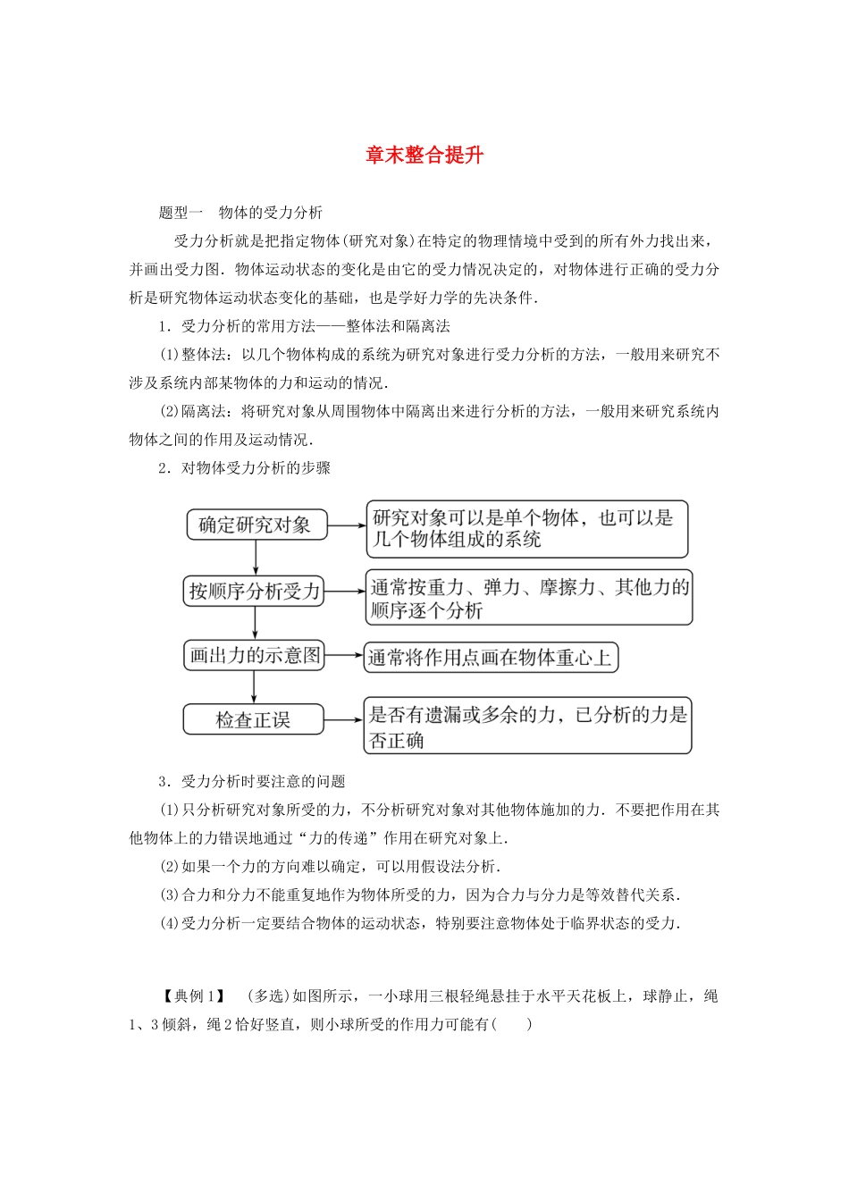 高中物理 第三章 相互作用——力 章末整合提升学案 新人教版必修1-新人教版高一必修1物理学案_第1页