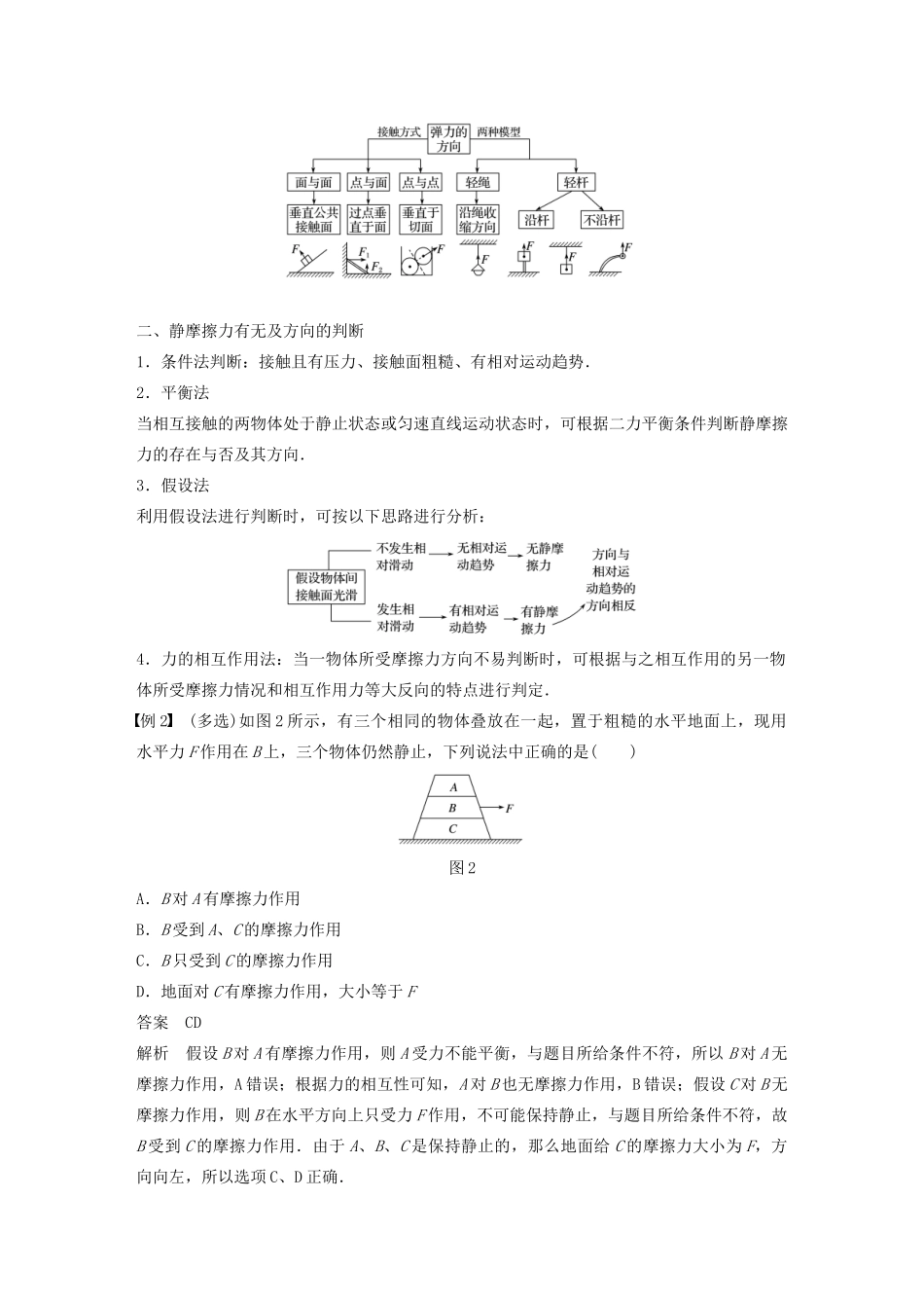 高中物理 第三章 研究物体间的相互作用 微型专题 两种性质的力及物体的受力分析学案 粤教版必修1-粤教版高中必修1物理学案_第2页