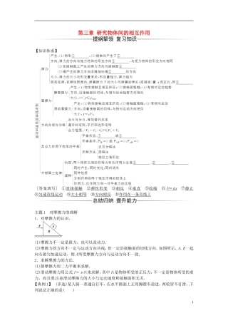 高中物理 第三章 研究物体间的相互作用章末复习课 粤教版必修1-粤教版高一必修1物理学案